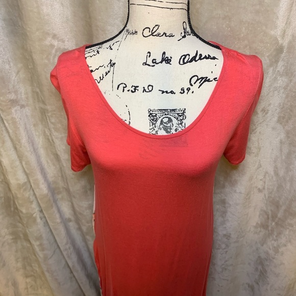 AGNES & DORA Coral and Floral Long Tunic Short Sleeve Spring Summer NEW - Picture 3 of 14